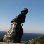 Fisterra near lighthouse, statue
